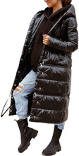 Load image into Gallery viewer, Women&#39;s Three Length Adjustable Zip Padded Long Black Quilted Coat Puffer Jacket