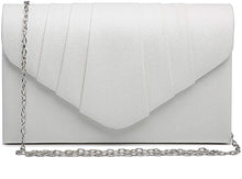 Load image into Gallery viewer, Pleated Pewter Velvet Envelope Clutch Handbag Bridal Purse