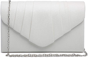 Pleated Pewter Velvet Envelope Clutch Handbag Bridal Purse