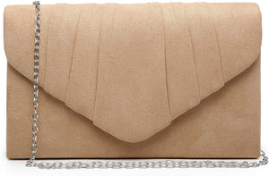 Pleated Rose Velvet Envelope Clutch Handbag Bridal Purse