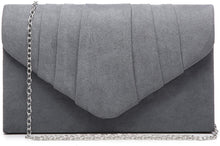 Load image into Gallery viewer, Pleated Black Velvet Envelope Clutch Handbag Bridal Purse