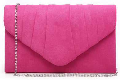 Pleated Rose Velvet Envelope Clutch Handbag Bridal Purse