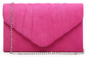 Pleated Pink Velvet Envelope Clutch Handbag Bridal Purse