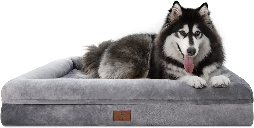 Stylish Grey Memory Foam Orthopedic Dog Bed