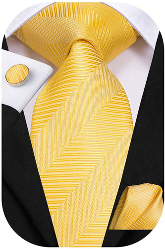 Paisley Novelty Yellow Silk Men's Necktie Set