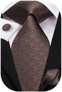 Paisley Novelty Dark Brown Silk Men's Necktie Set