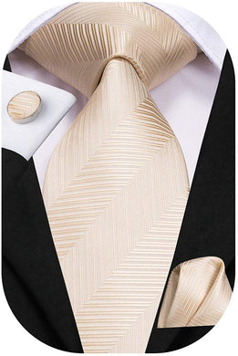 Paisley Novelty Beige Silk Men's Necktie Set