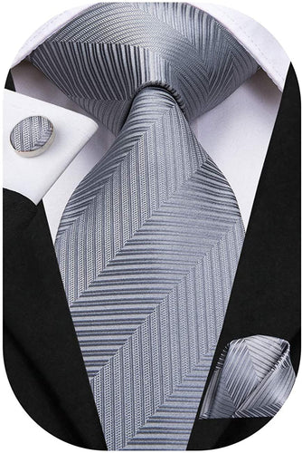 Paisley Novelty Gray Silk Men's Necktie Set