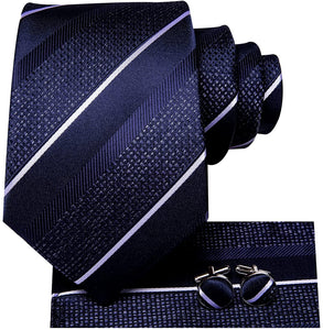 Famous Paisley Novelty Navy Blue Silk Men's Necktie Set