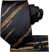 Load image into Gallery viewer, Paisley Novelty Brown-Black Silk Men&#39;s Necktie Set