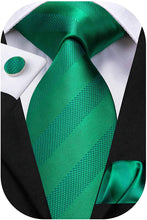 Load image into Gallery viewer, Paisley Novelty Kelly Green Silk Men&#39;s Necktie Set