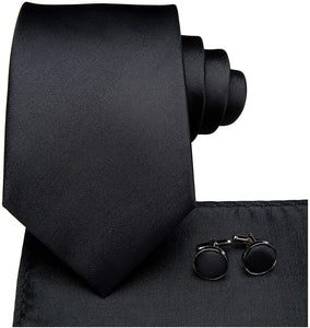 Paisley Novelty Black Silk Men's Necktie Set