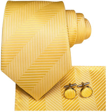 Load image into Gallery viewer, Paisley Novelty Yellow Silk Men&#39;s Necktie Set