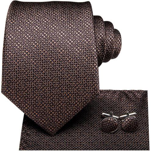 Paisley Novelty Dark Brown Silk Men's Necktie Set