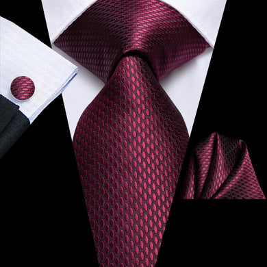 Paisley Novelty Dark Red Silk Men's Necktie Set