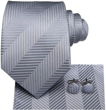 Load image into Gallery viewer, Paisley Novelty Gray Silk Men&#39;s Necktie Set