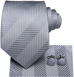 Paisley Novelty Gray Silk Men's Necktie Set