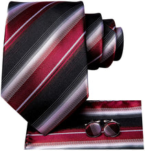 Load image into Gallery viewer, Paisley Novelty Black-Red Silk Men&#39;s Necktie Set