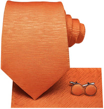 Load image into Gallery viewer, Lucas Paisley Novelty Orange Silk Men&#39;s Necktie Set
