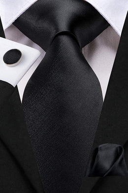 Paisley Novelty Black Silk Men's Necktie Set