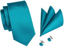 Load image into Gallery viewer, Paisley Novelty Teal Silk Men&#39;s Necktie Set