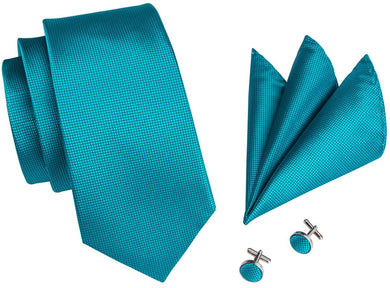 Paisley Novelty Teal Silk Men's Necktie Set