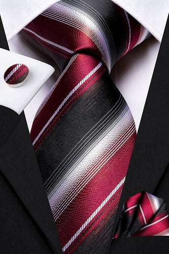 Paisley Novelty Black-Red Silk Men's Necktie Set