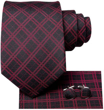Load image into Gallery viewer, Oliver Paisley Novelty Red-Black Silk Men&#39;s Necktie Set