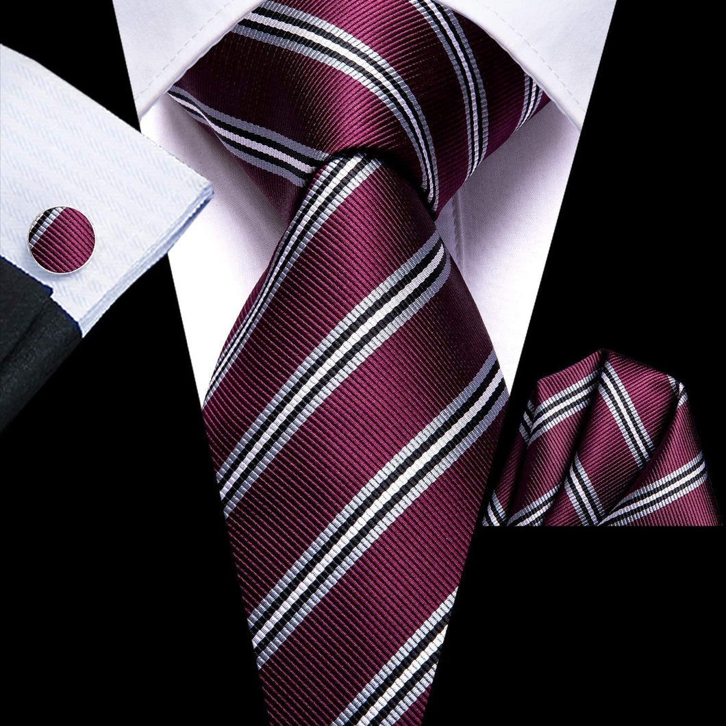 Oliver Paisley Novelty Wine Red Silk Men's Necktie Set