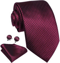 Load image into Gallery viewer, Paisley Novelty Dark Red Silk Men&#39;s Necktie Set