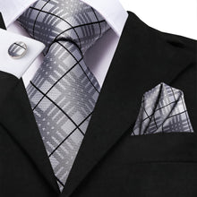 Load image into Gallery viewer, Paisley Novelty Black-Grey Silk Men&#39;s Necktie Set