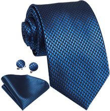 Load image into Gallery viewer, Lucas Paisley Novelty Blue Silk Men&#39;s Necktie Set