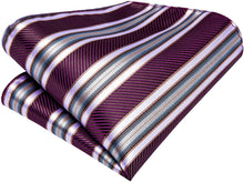 Load image into Gallery viewer, Oliver Paisley Novelty Purple-White Silk Men&#39;s Necktie Set