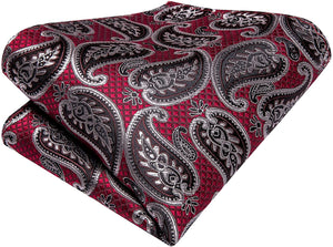 Oliver Paisley Novelty Red-Brown Silk Men's Necktie Set