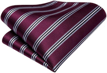 Load image into Gallery viewer, Oliver Paisley Novelty Wine Red Silk Men&#39;s Necktie Set