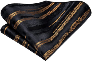 Paisley Novelty Brown-Black Silk Men's Necktie Set