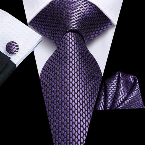 Paisley Novelty Dark Purple Silk Men's Necktie Set