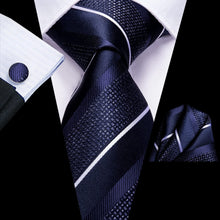 Load image into Gallery viewer, Famous Paisley Novelty Navy Blue Silk Men&#39;s Necktie Set