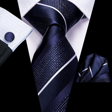 Famous Paisley Novelty Navy Blue Silk Men's Necktie Set