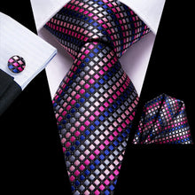 Load image into Gallery viewer, Oliver Paisley Novelty Pink-Blue Silk Men&#39;s Necktie Set
