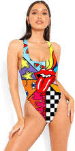 Load image into Gallery viewer, One Piece Red Colorful Printed Bathing Suit