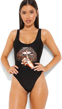 Load image into Gallery viewer, One Piece Black Leopard Print Bathing Suit