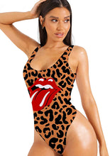 Load image into Gallery viewer, One Piece Leopard Lip U Neck Bathing Suits