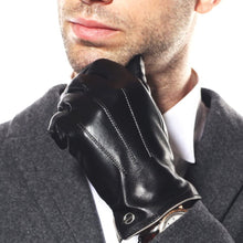 Load image into Gallery viewer, Men&#39;s Black Cashmere Winter Leather Gloves