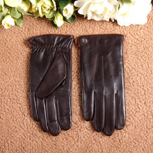 Load image into Gallery viewer, Men&#39;s Brown Fleece Lining Winter Leather Gloves
