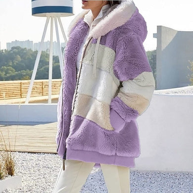 Warm Fleece Purple Overcoat Women's Winter Coats