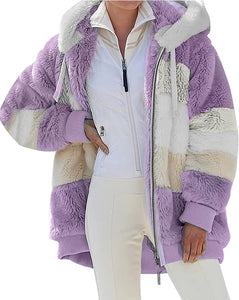 Warm Fleece Purple Overcoat Women's Winter Coats