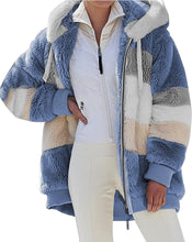 Load image into Gallery viewer, Warm Fleece Blue Overcoat Women&#39;s Winter Coats