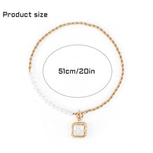 Load image into Gallery viewer, Baroque Pearl Choker Square Pendant Gold Chain Necklace