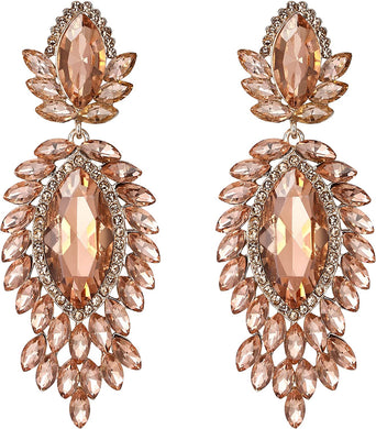 Crystal Champagne Rose Gold Chandelier Dangle Earrings